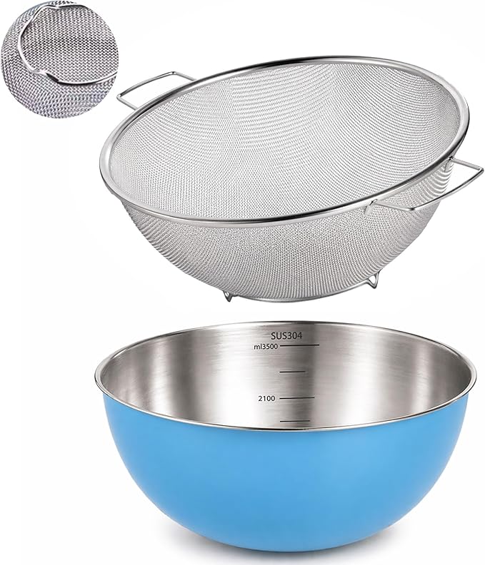 304 Stainless Steel Kitchen Colander Set, 3.5QT Colander by JULIPRO