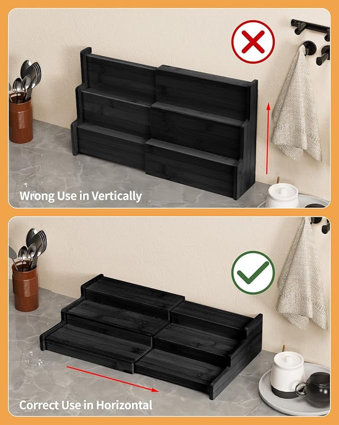 VenDotbi Spice Rack, 3-Tier Expandable Bamboo Spice Rack Organizer - Image 5