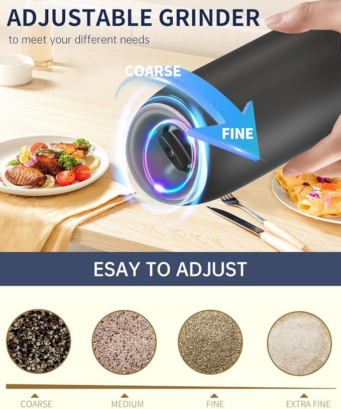 CIRCLE JOY Gravity Electric Salt and Pepper Grinder Set, Battery Powered - Image 4
