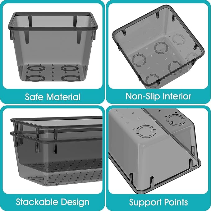 StorMiracle 28 PCS Clear Plastic Drawer Organizers Set, 4 Size Desk Drawer - Image 3