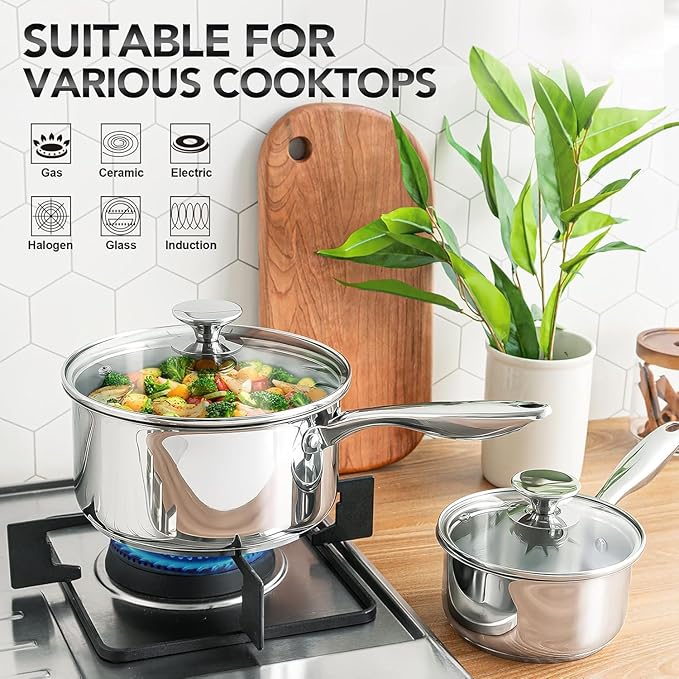 MICHELANGELO Triply Stainless Steel Saucepan Set - Image 3