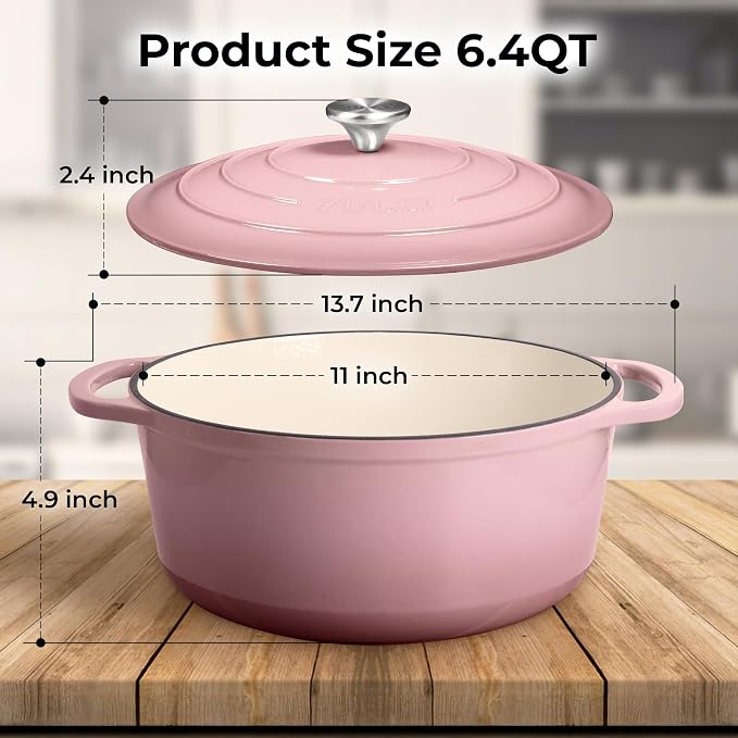 Zulay Kitchen 6 Quart Enameled Cast Iron Dutch Oven Pot - Image 7