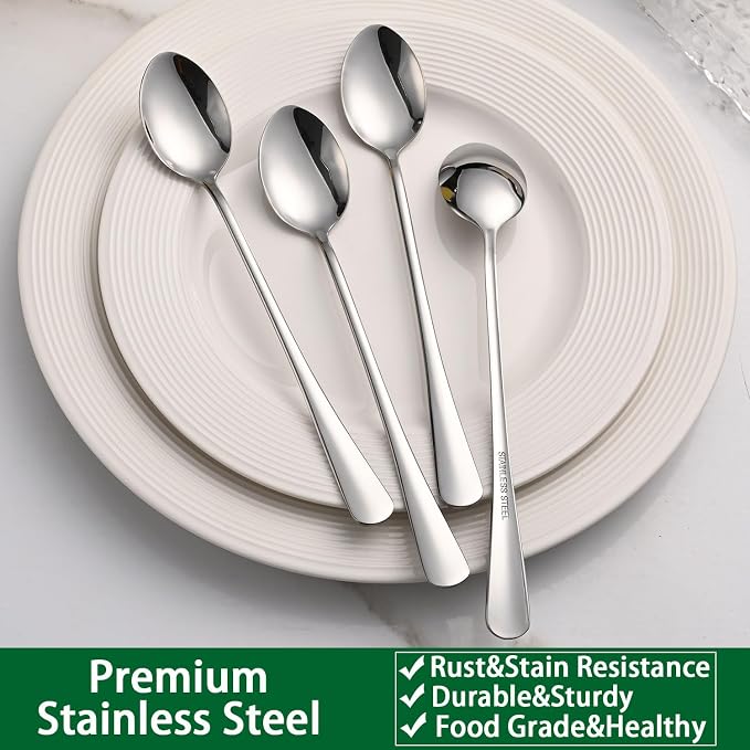 DEHOV 7.5 Inches Stainless Steel Iced Tea Spoons, Ice Cream, Long Handle Iced - Image 5