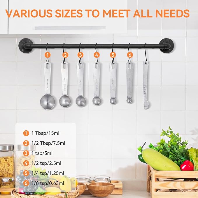 Stainless Steel Measuring Spoons Set, Dual-Scale Metric & US Measurements - Image 3