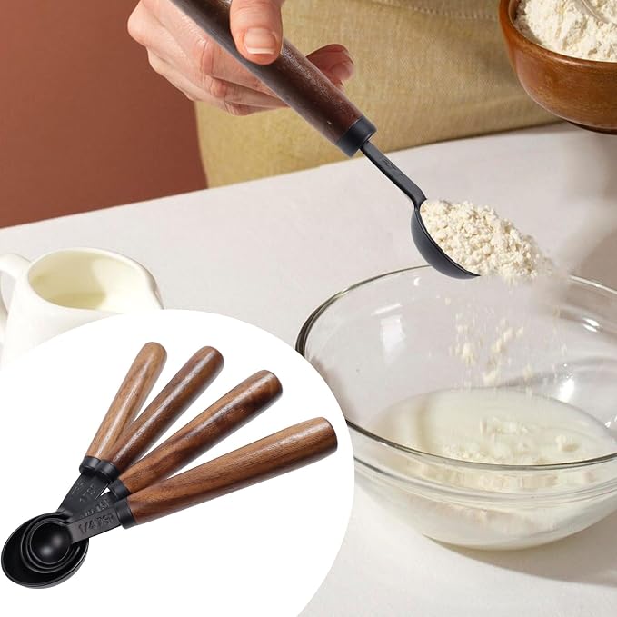 Set of 4 Measuring Spoons Black Measuring Scoops - Image 5
