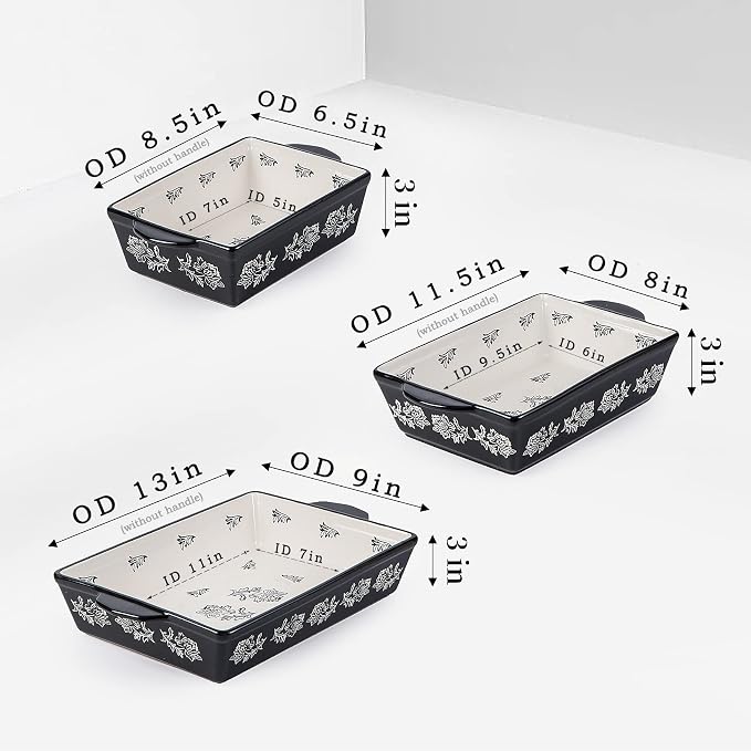 Wisenvoy Baking Dish Ceramic Lasagna Pan Casserole Dish 3-Piece Bakeware Sets - Image 2