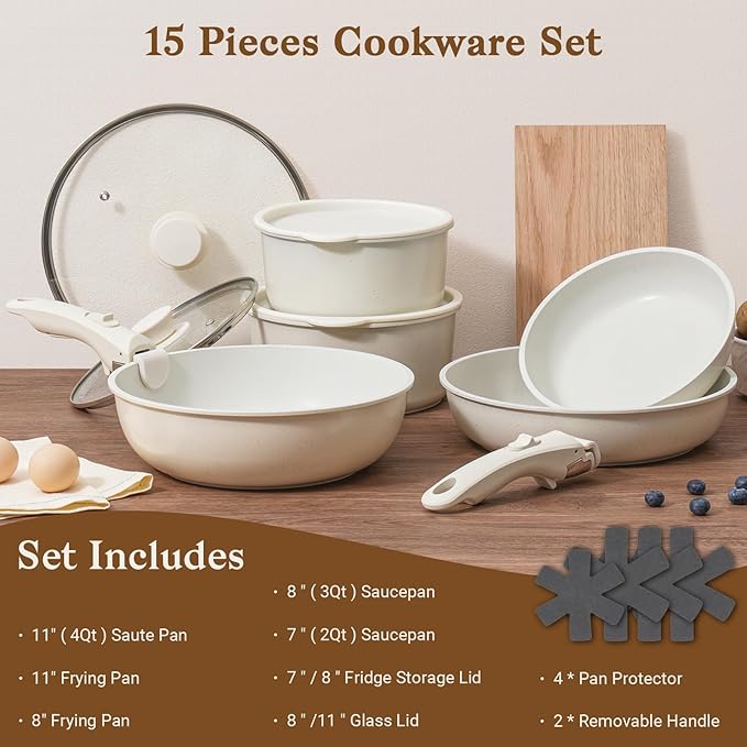 SODAY 15Pcs Pots and Pans Set Non Stick, Cookware Sets - Image 2