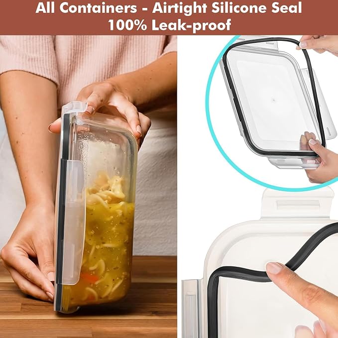 Razab 4 PC 1860ml / 63 Oz / 8 Cups Large Glass Food Storage Containers - Image 4