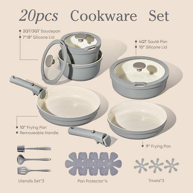 Carote 20pcs Ceramic Cookware Set - Image 2