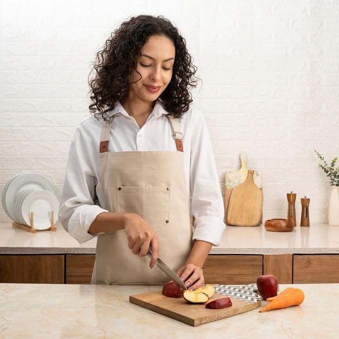 Cotton Canvas Apron for Women & Men – Adjustable Neck Strap & Waist Ties - Image 2