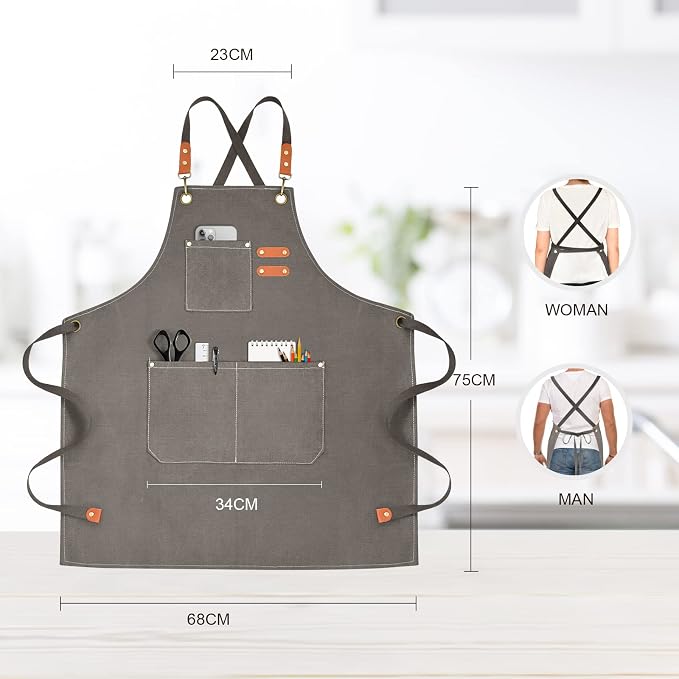 OUNLEN Chef Apron for Men Women Canvas Aprons - Image 2