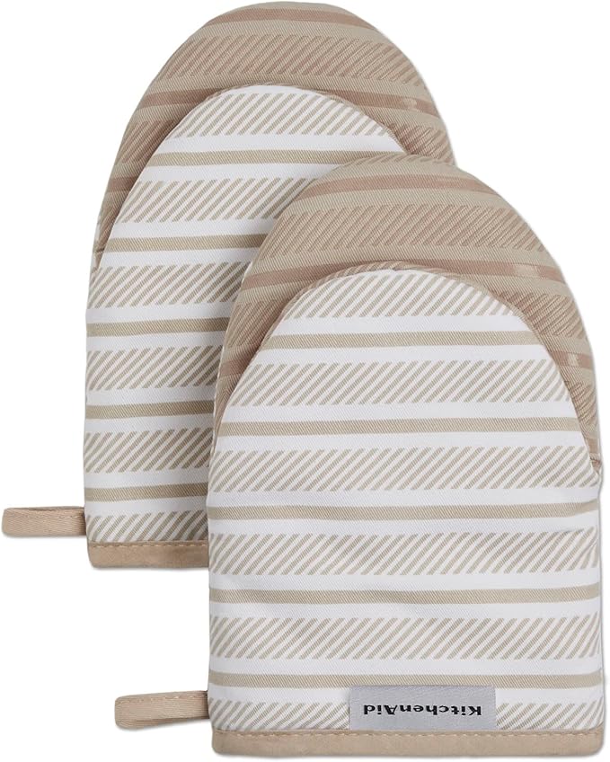 KitchenAid Albany Mini Oven Mitt 2-Pack Set, Milkshake Tan by KitchenAid