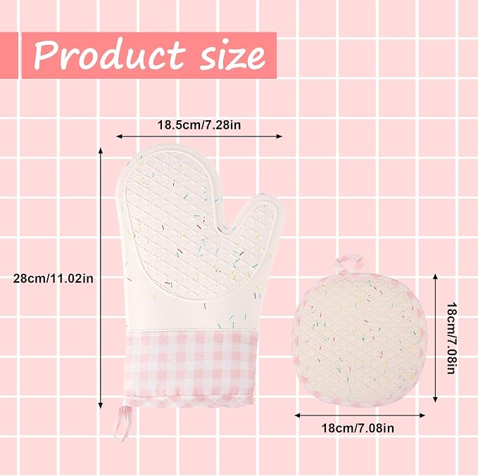 Silicone Confetti Oven Mitts and Pot Holders Set, Heat Resistant Non-Slip - Image 6