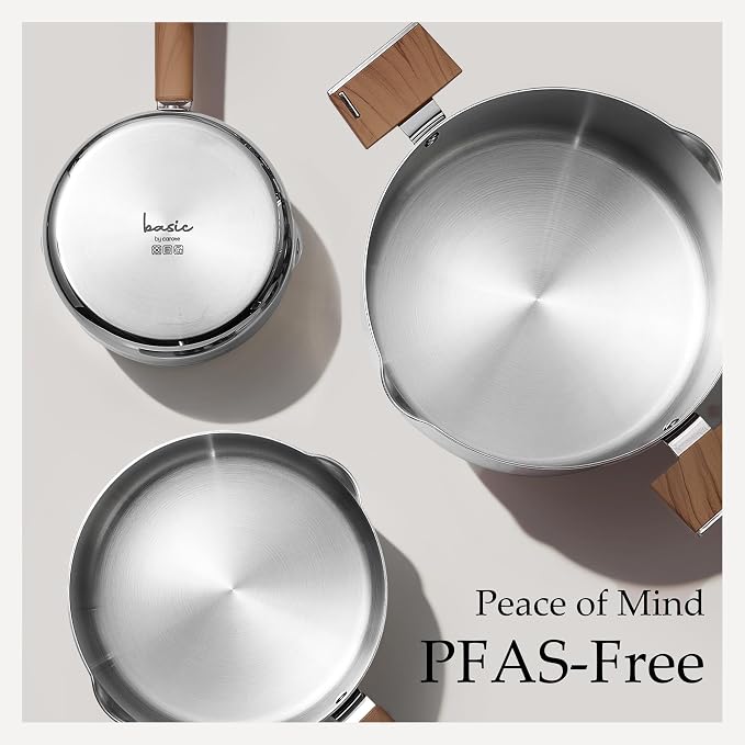 CAROTE1.5Qt & 3Qt Stainless Steel Saucepan Set, Triple Ply Stainless Steel Pot - Image 7