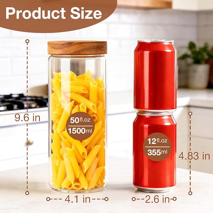 CONNOO 2-Pack 50oz Glass Storage Containers - Image 2