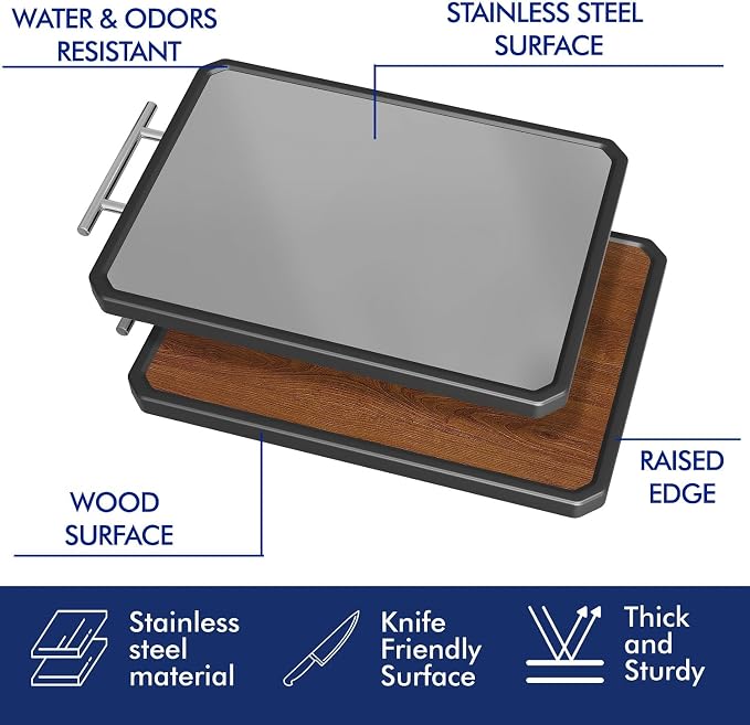 Wood Cutting Board with Handle, Double Sided Cutting Board - Image 2