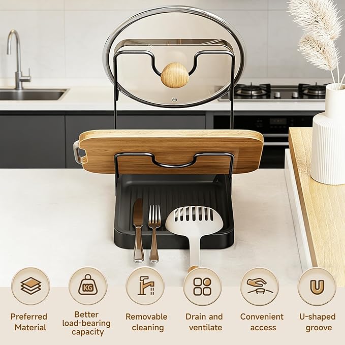 Kitchen Pot Lid Storage Rack, 2-Tier Lids Holder - Image 3