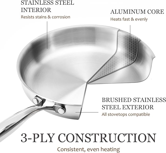 CAROTE 21pcs Tri-Ply Stainless Steel Cookware Set, Pots and Pans Set, Non Toxic - Image 3