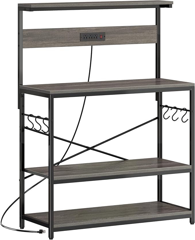 SUPERJARE Bakers Rack with Power Outlets, Microwave Stand, 39.4 X 14.3 Inch by SUPERJARE