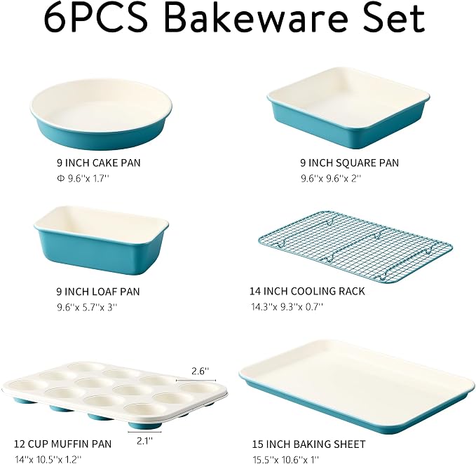 CAROTE 6-Piece Ceramic Baking Pans Set, Aluminized Steel Bakeware Sets - Image 2