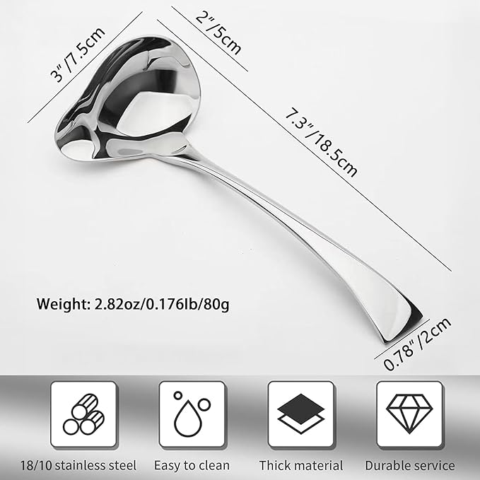 Comicfs 2 Pack Gravy Ladle, 18/10 Stainless Steel Sauce Ladle - Image 3