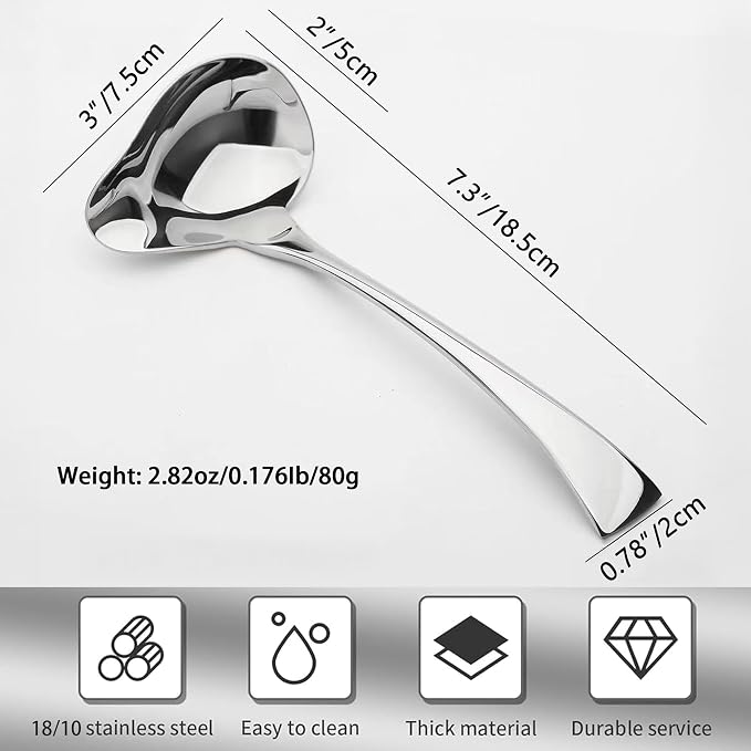 Comicfs Sauce Ladle, 18/10 Stainless Steel Gravy Ladle - Image 3