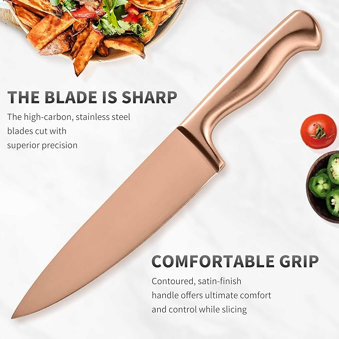 15-Piece Rose Gold Knife Block Set - Image 4