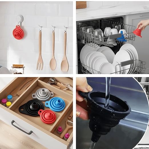 Kitchen Funnel Set of 4 – Collapsible Silicone Funnels - Image 3