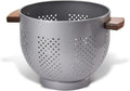 Metal Colander with Wood Handle and Stable Base, Powder Coated Steel Kitchen by Unknown