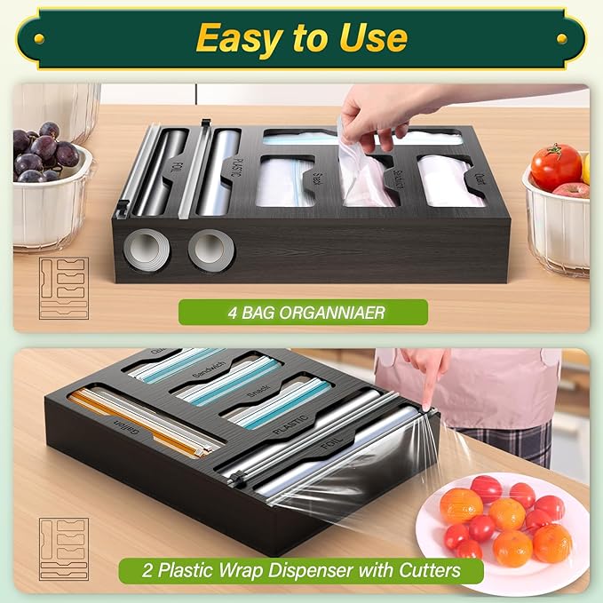KOCWELL Bag Organizer & Plastic Wrap Dispenser - Image 4