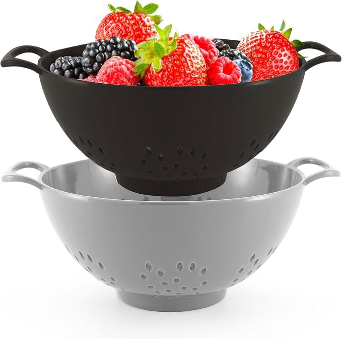 Meadow Lane 6-inch Small Colander, Dishwasher Safe, Double Handles, Compact by MeadowLane