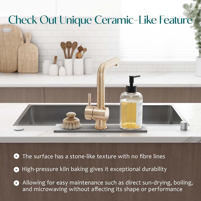 Stone Faucet Mat for Kitchen Sink, Diatomite Stone Drying Mat for Kitchen - Image 7