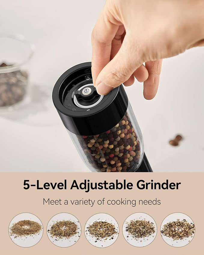 TOMEEM Electric Salt and Pepper Grinder Set – Rechargeable - Image 5