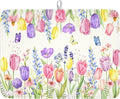 Spring Floral Dish Drying Mat for Kitchen Counter Easter Tulip Lavender Flower by Unknown