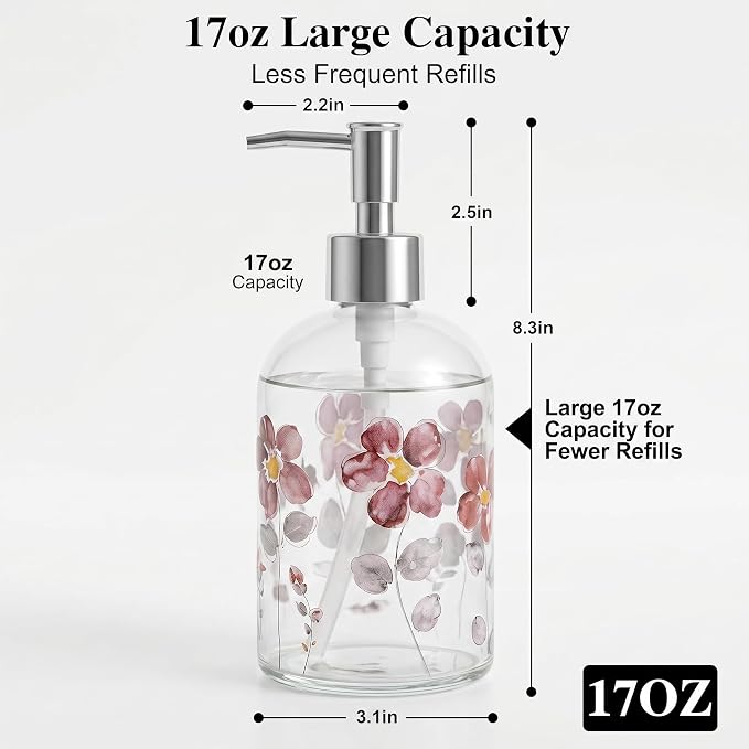 17oz Glass Soap Dispenser with Plastic Pump - Image 2