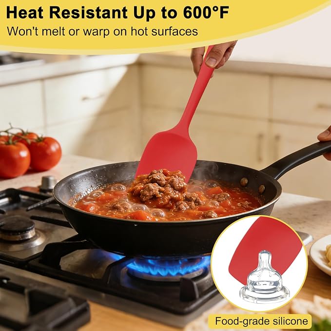 4 Pcs Silicone Spoon Spatula Set, 11.4 In, Food Grade Rubber Spatulas - Image 3