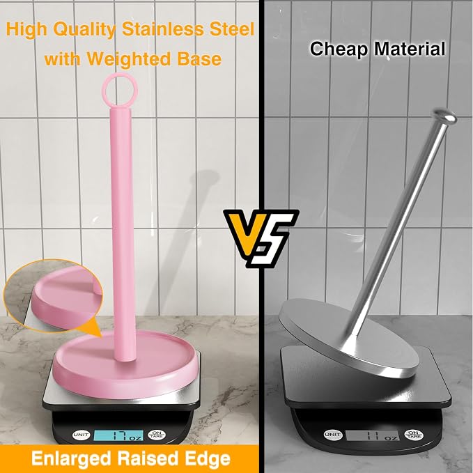 Pink Paper Towel Holder Countertop, Stainless Steel, Paper Towel Stand Holder - Image 3