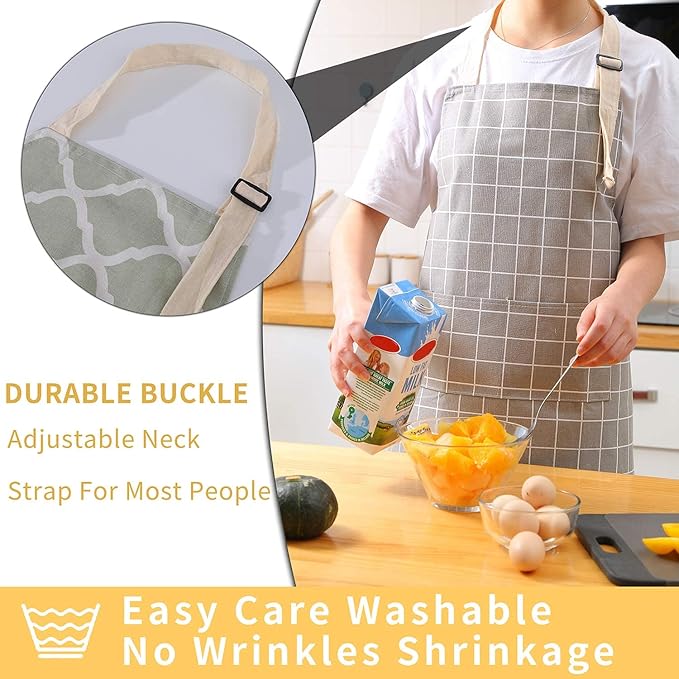 Tosewever 2 Pack Cotton Adjustable Bib Apron - Image 5