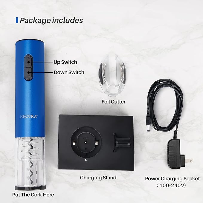 Secura Electric Wine Opener, Automatic Electric Wine Bottle Corkscrew Opener - Image 7