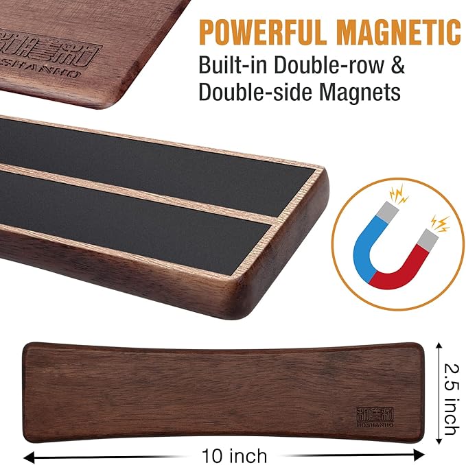 HOSHANHO Knife Magnetic Strip, Acacia Wood Powerful Magnetic Knife Strips - Image 2