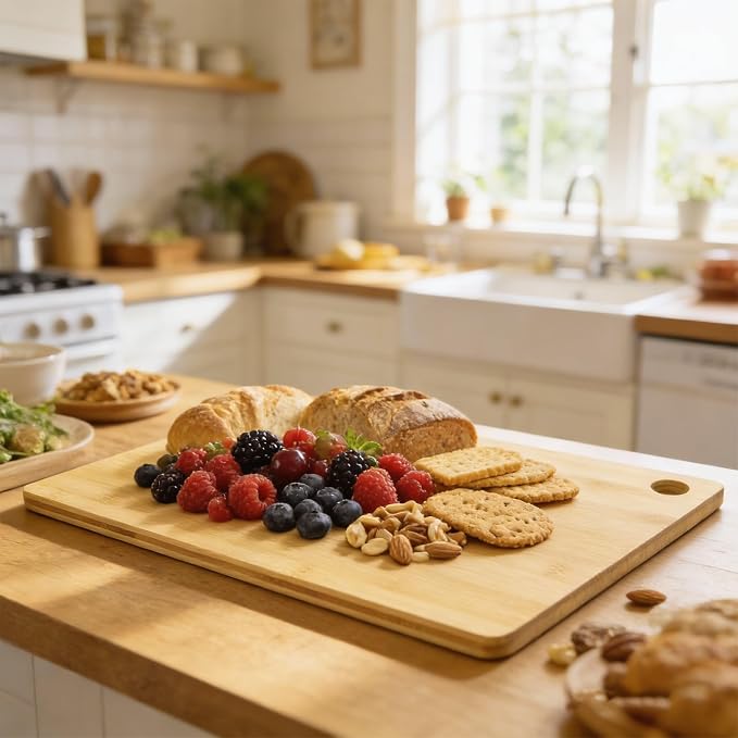 Utoplike Bamboo Cutting Board 16 x 12 inch, Wood Chopping Board - Image 5