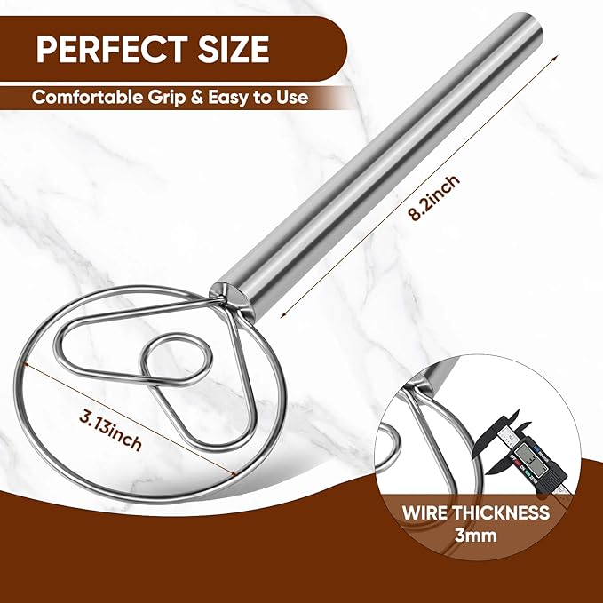 Maxjoy Danish Dough Whisk Stainless Steel Hook Dutch Style Bread Mixer - Image 3