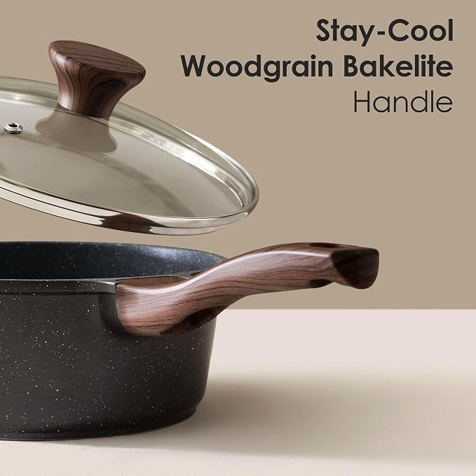 SENSARTE Nonstick Granite Cookware Set, PFOA & PFOS Free, Healthy Non Stick - Image 5