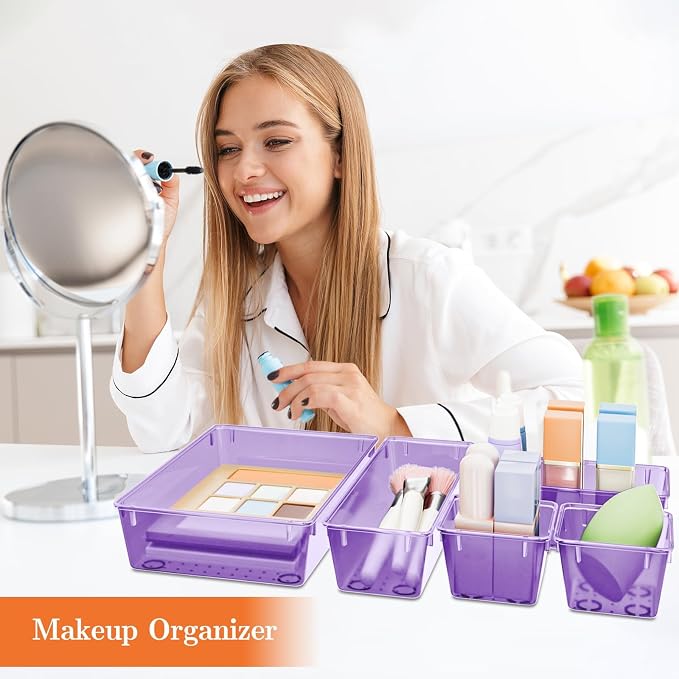 SpaceHacks 25 PCS Plastic Drawer Organizer Set, 4-Size Versatile Organizer - Image 5