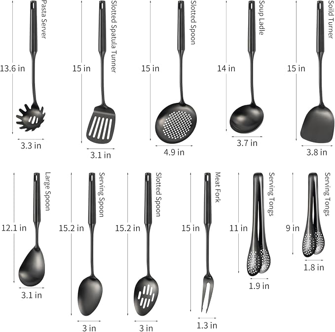 304 Stainlss Steel Matte Kitchen Utensils Set, Pasta Server - Image 6