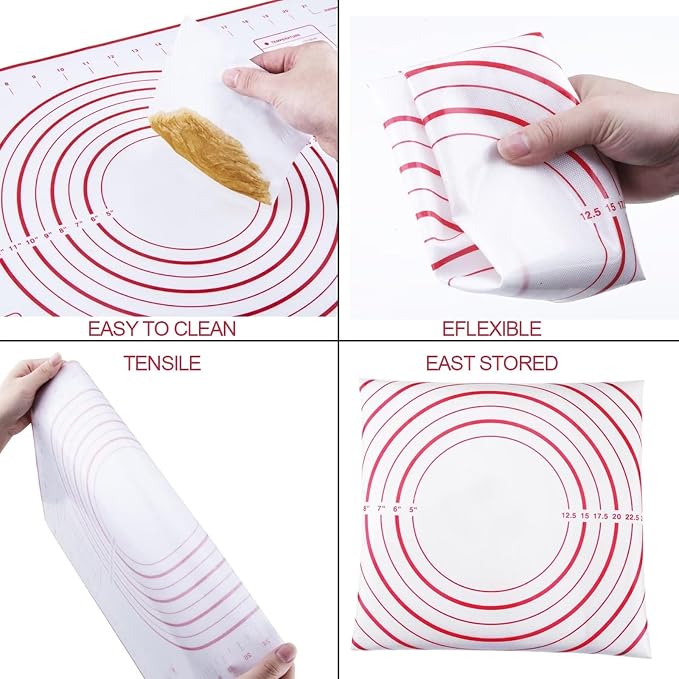 Stainless Steel Rolling Pin and Silicone Mat Set, Adjustable Thickness Rings - Image 4