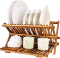 Utoplike 3 Tier Collapsible Teak Wood Dish Drying Rack, Foldable Large Capacity by Utoplike