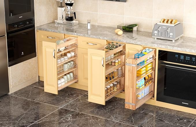 OCG 4-Tier Pull Out Kitchen Cabinet Spice Rack Holder Shelves, spice - Image 5