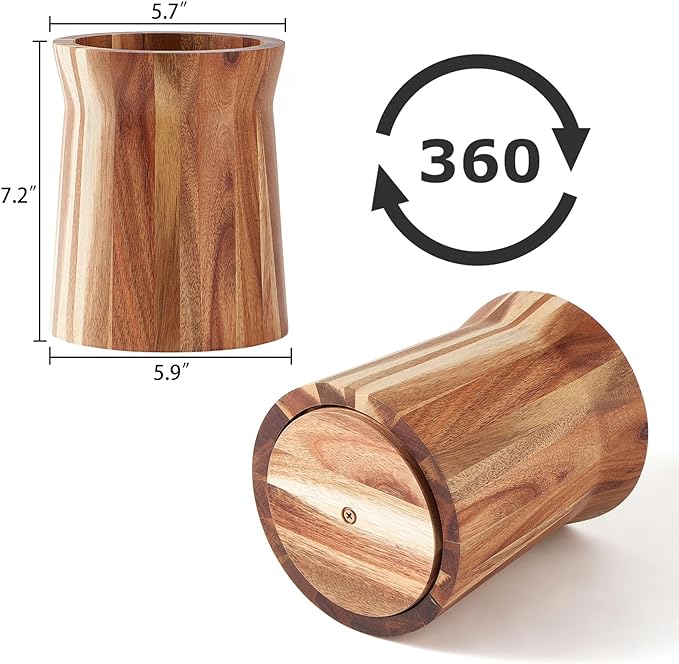 Wooden Utensil Holder for Countertop, 360° Rotating Kitchen Utensil Holder - Image 2