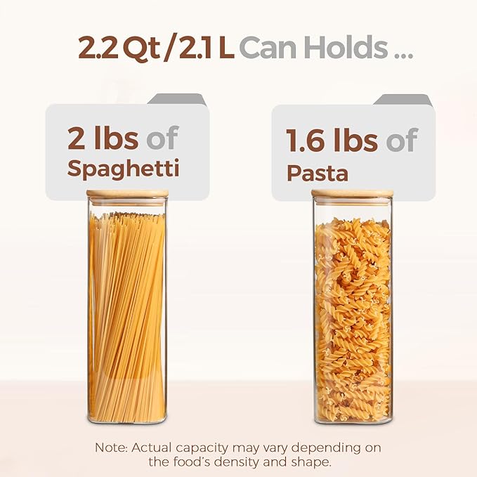 ComSaf Glass Spaghetti Pasta Storage Containers - Image 3